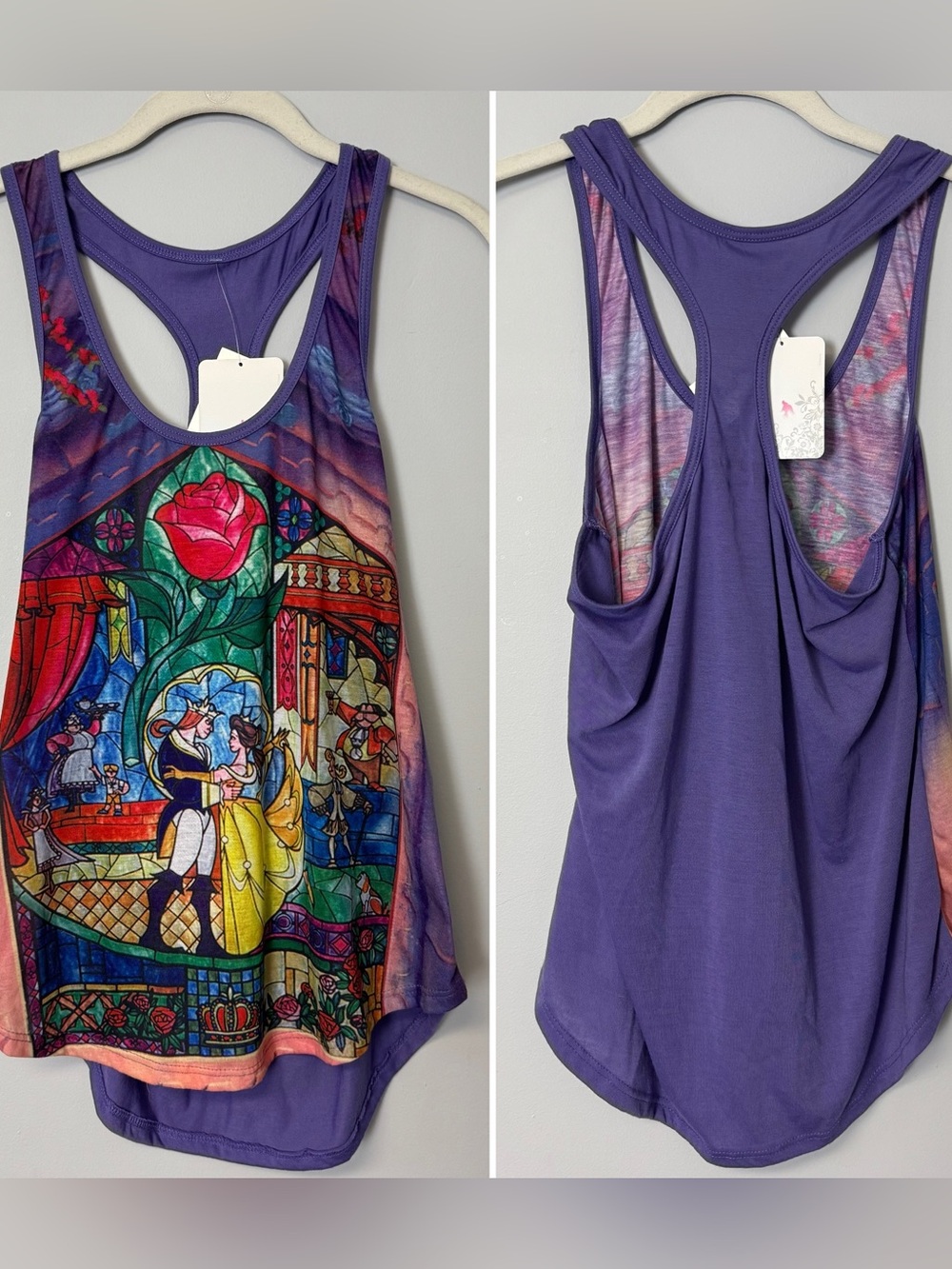 NEW Beauty and the Beast Purple Racerback Tank Size Juniors Large